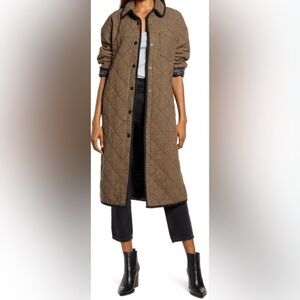 Treasure & Bond MEL Brown quilted houndstooth Trench Coat women's size Medium